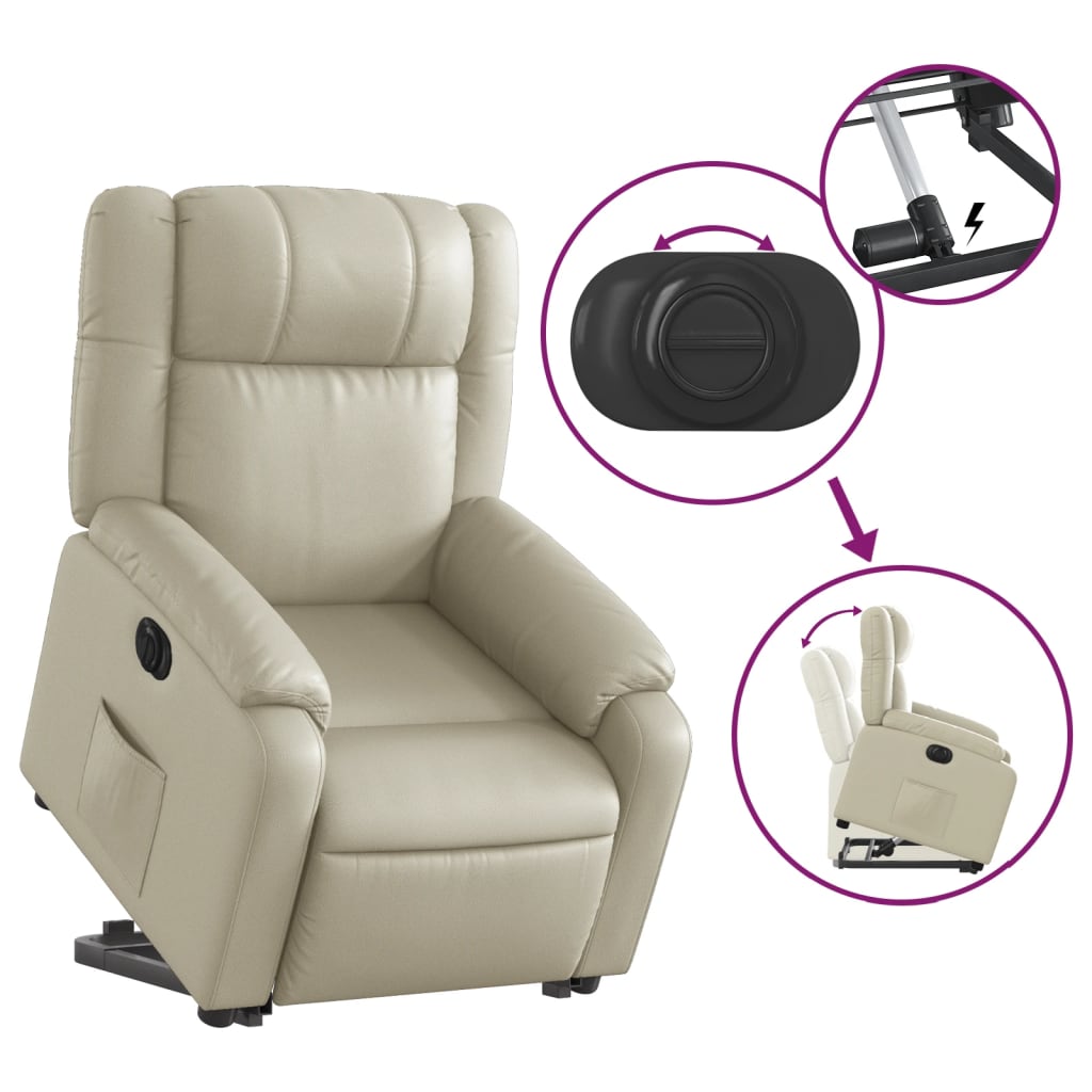 Fauteuil inclinable électrique crème similicuir - Xios Store SNC