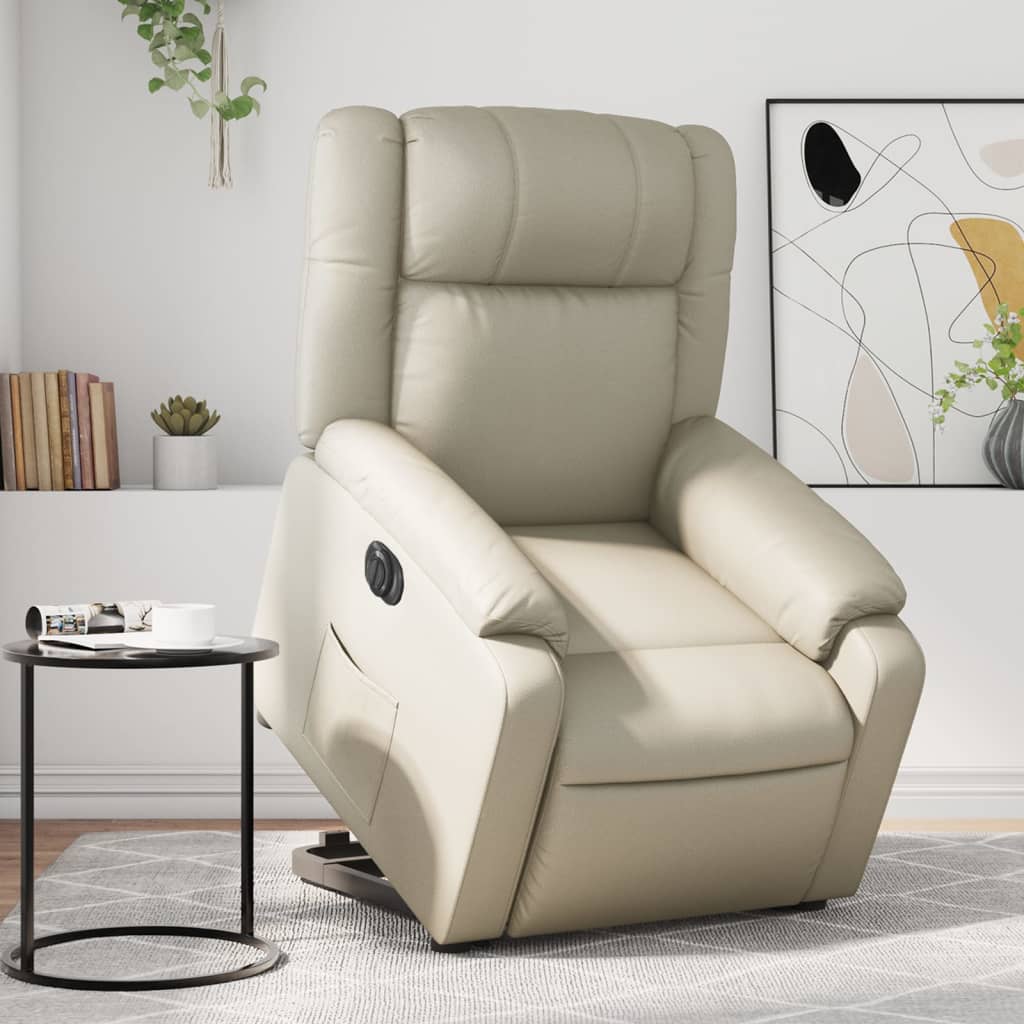 Fauteuil inclinable électrique crème similicuir - Xios Store SNC