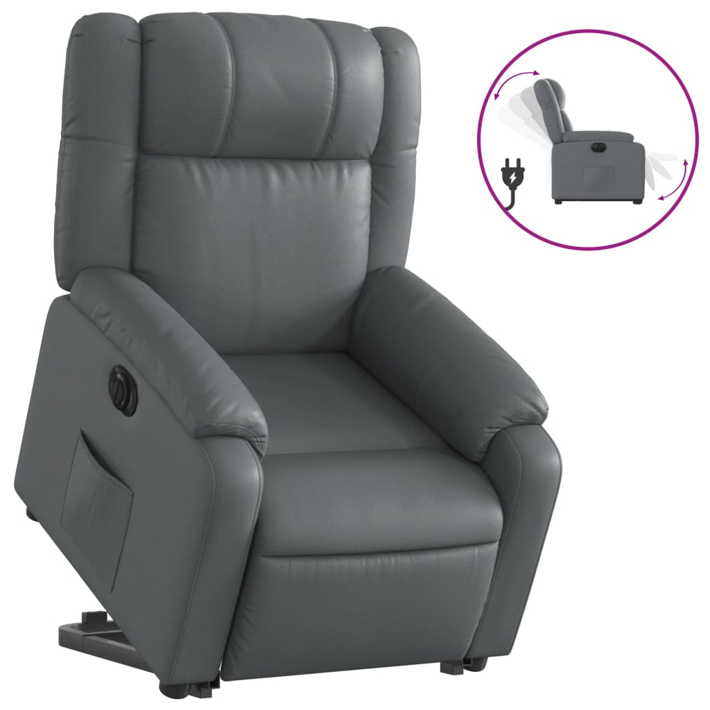 Fauteuil inclinable électrique gris similicuir - Xios Store SNC