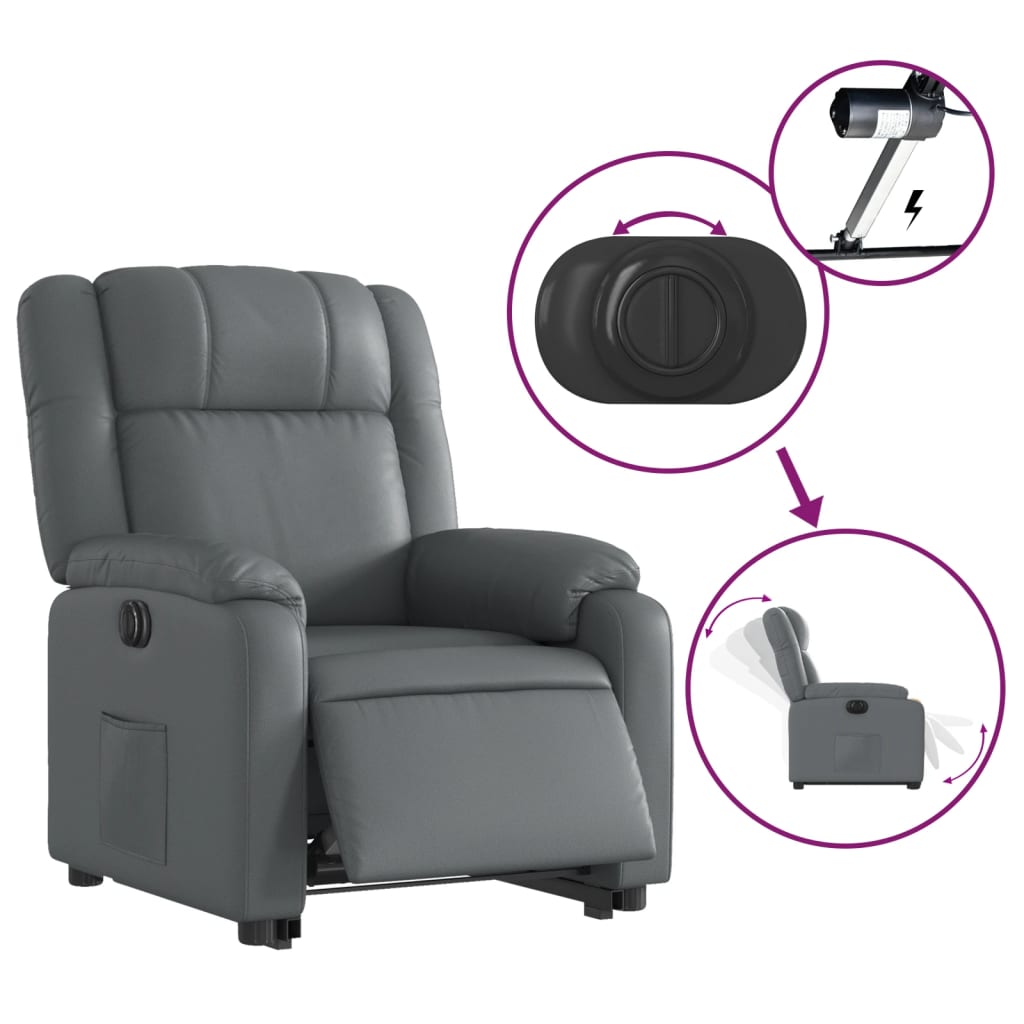 Fauteuil inclinable électrique gris similicuir - Xios Store SNC