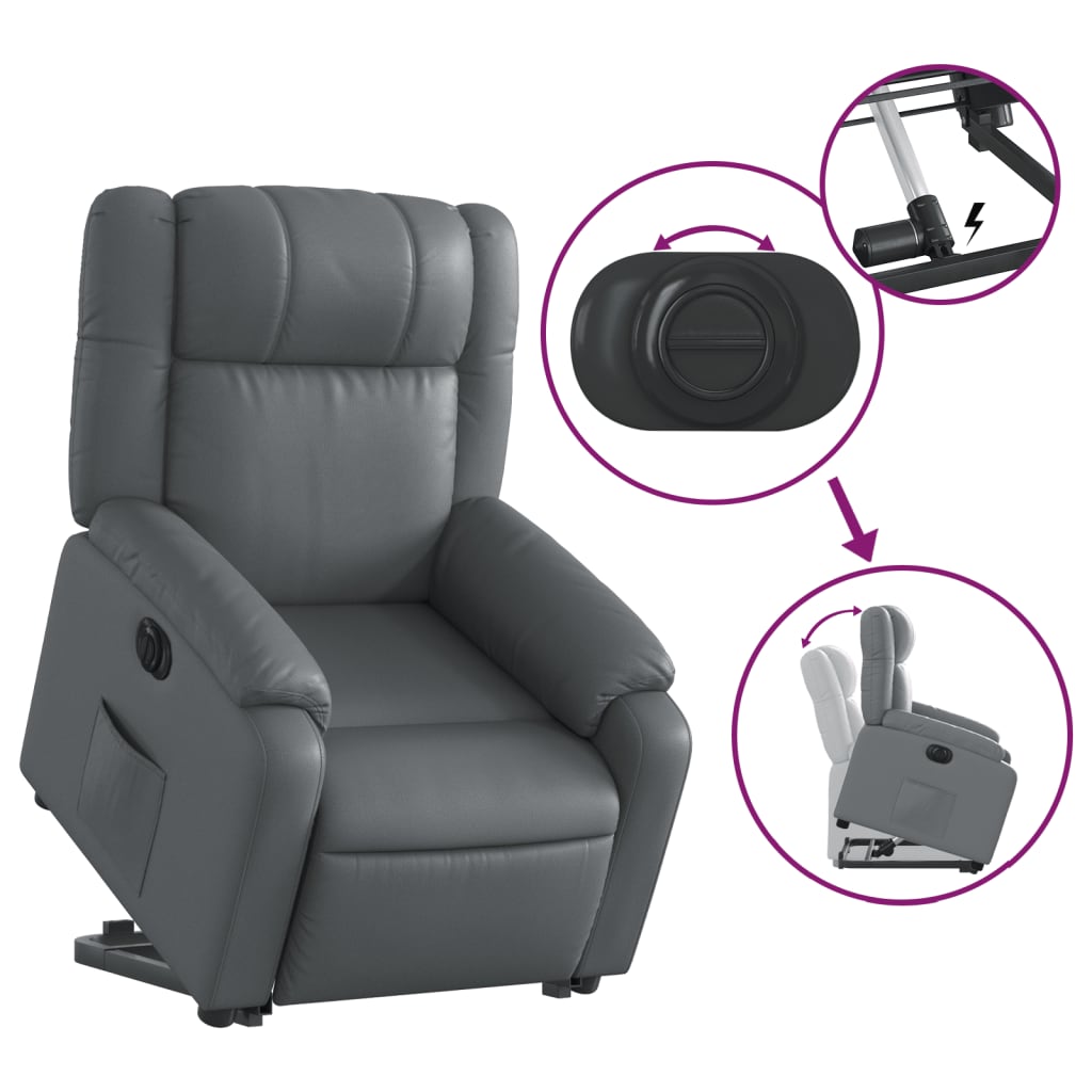 Fauteuil inclinable électrique gris similicuir - Xios Store SNC