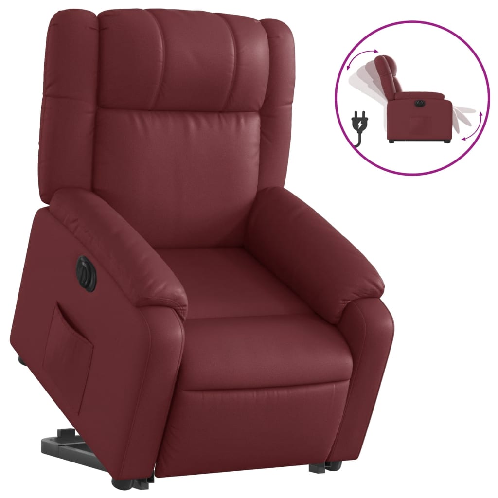 Fauteuil inclinable électrique rouge bordeaux similicuir - Xios Store SNC