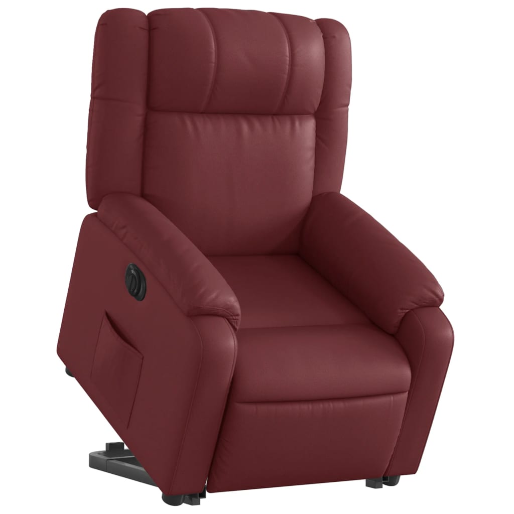 Fauteuil inclinable électrique rouge bordeaux similicuir - Xios Store SNC