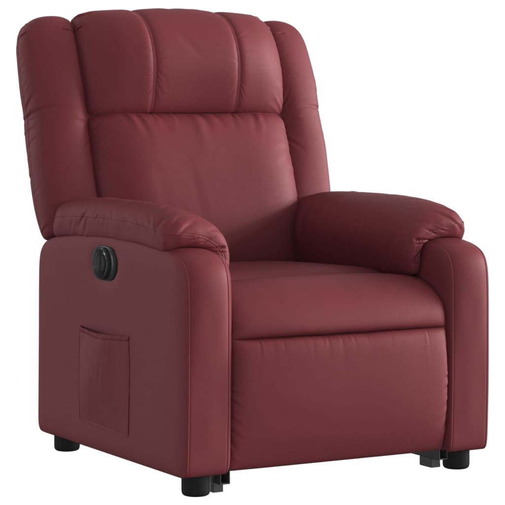 Fauteuil inclinable électrique rouge bordeaux similicuir - Xios Store SNC