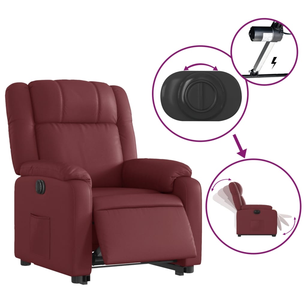 Fauteuil inclinable électrique rouge bordeaux similicuir - Xios Store SNC