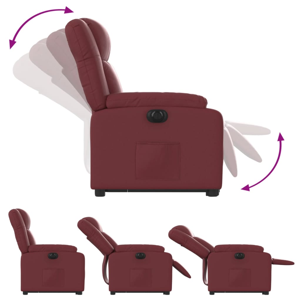 Fauteuil inclinable électrique rouge bordeaux similicuir - Xios Store SNC