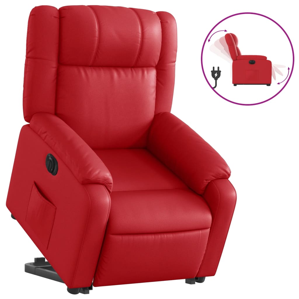 Fauteuil inclinable électrique rouge similicuir - Xios Store SNC