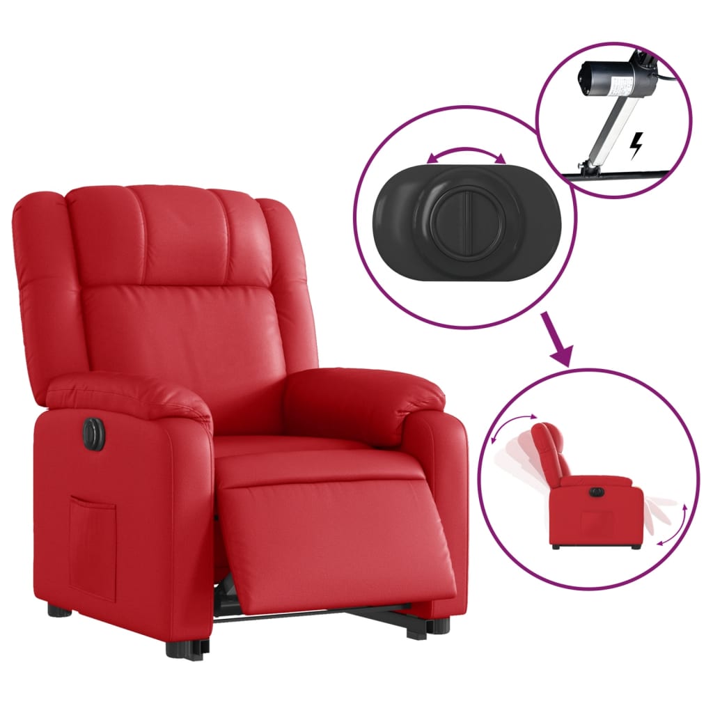 Fauteuil inclinable électrique rouge similicuir - Xios Store SNC