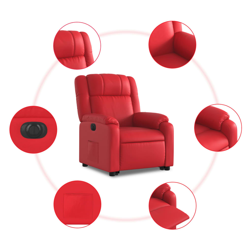 Fauteuil inclinable électrique rouge similicuir - Xios Store SNC