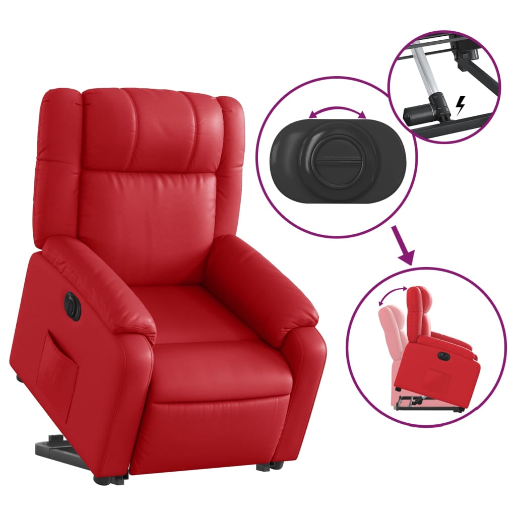 Fauteuil inclinable électrique rouge similicuir - Xios Store SNC