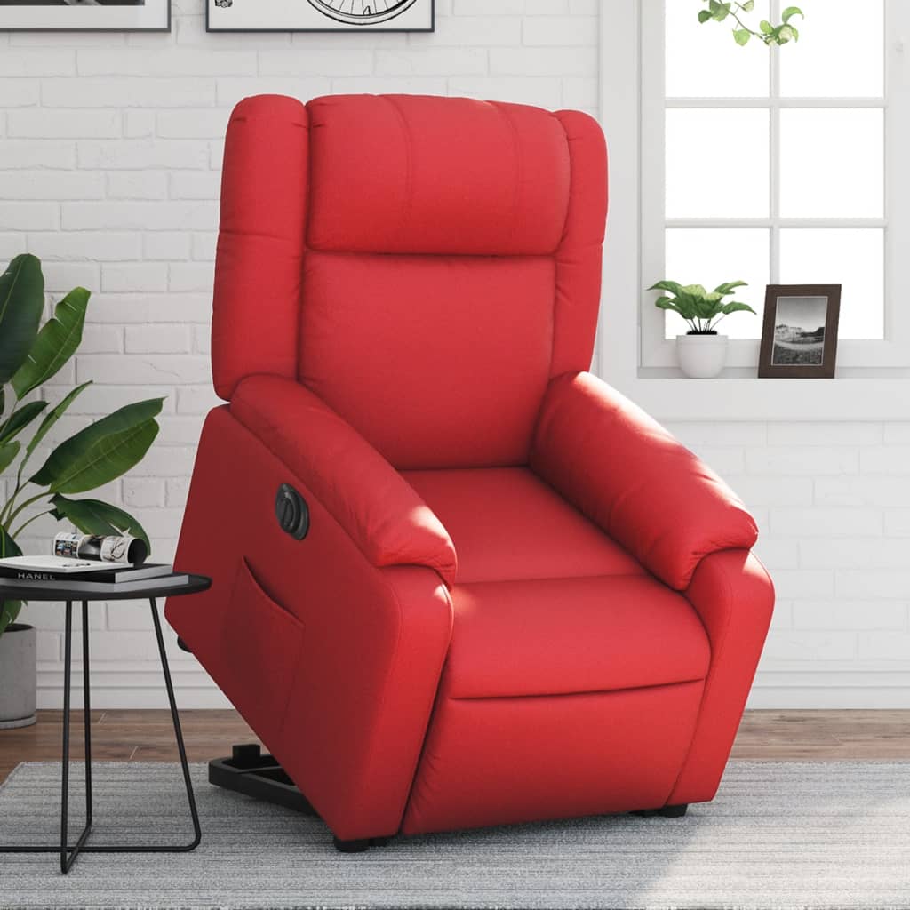 Fauteuil inclinable électrique rouge similicuir - Xios Store SNC