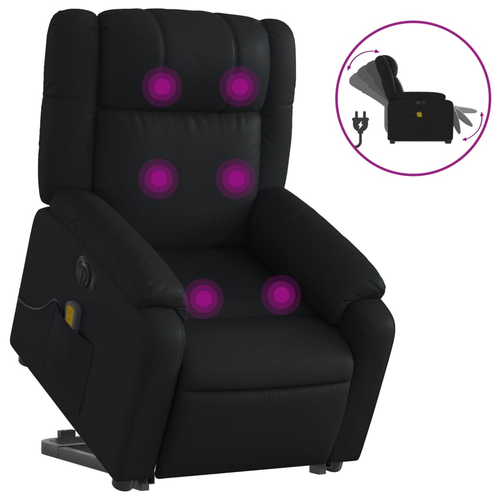 Fauteuil inclinable de massage électrique noir similicuir Fauteuils vidaXL   