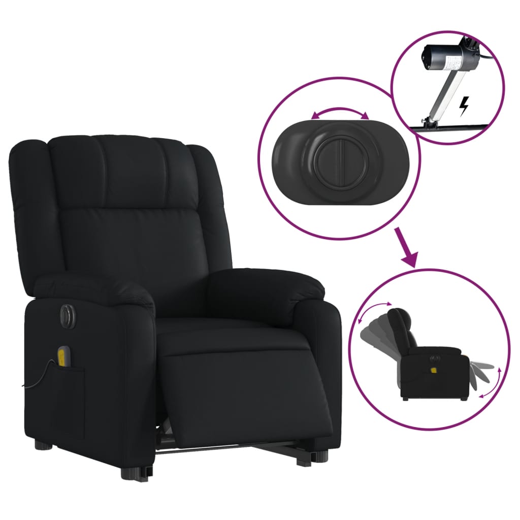 Fauteuil inclinable de massage électrique noir similicuir Fauteuils vidaXL   