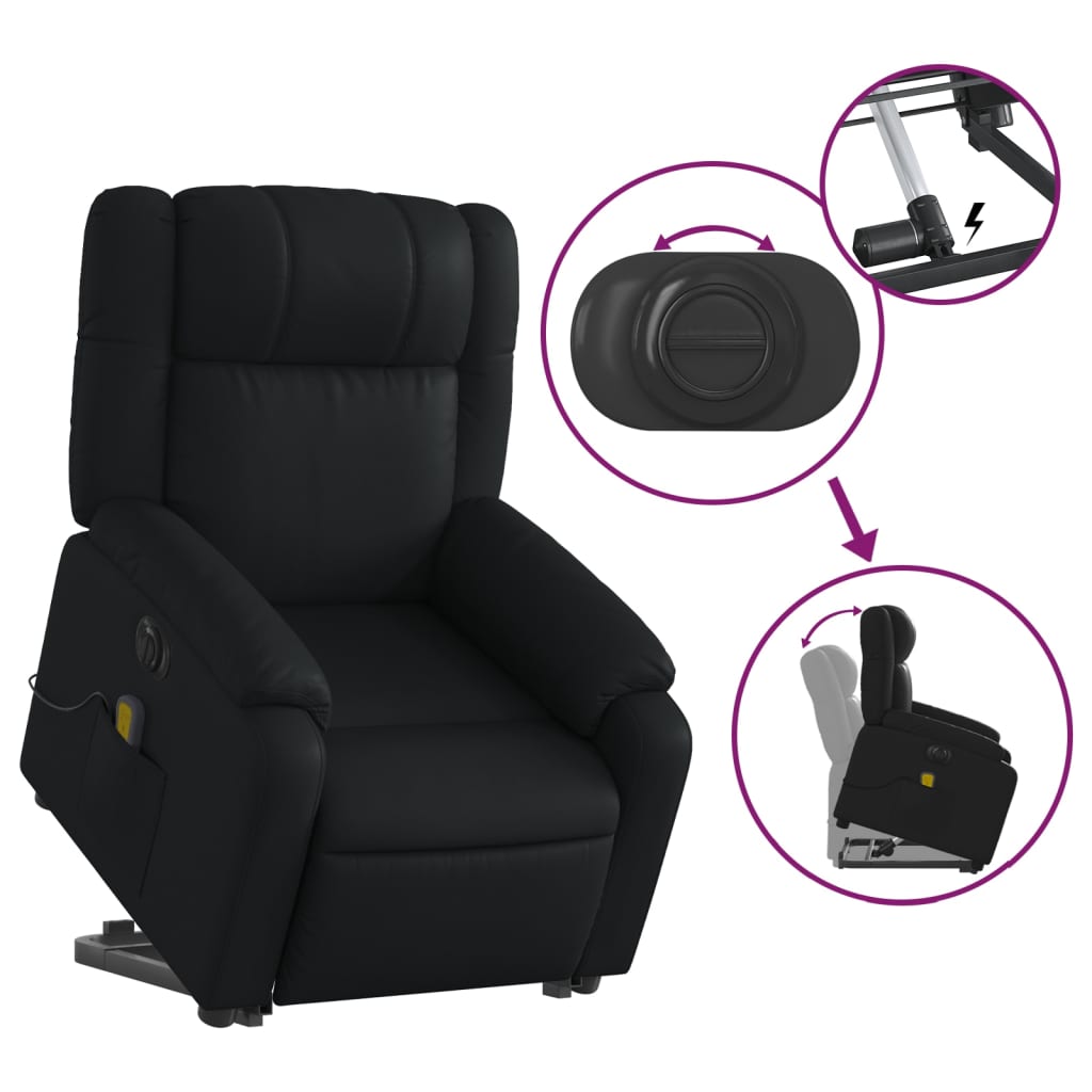 Fauteuil inclinable de massage électrique noir similicuir Fauteuils vidaXL   