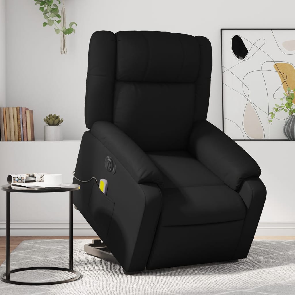 Fauteuil inclinable de massage électrique noir similicuir Fauteuils vidaXL   