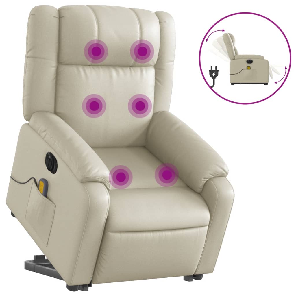 Fauteuil inclinable de massage électrique crème similicuir Fauteuils vidaXL   