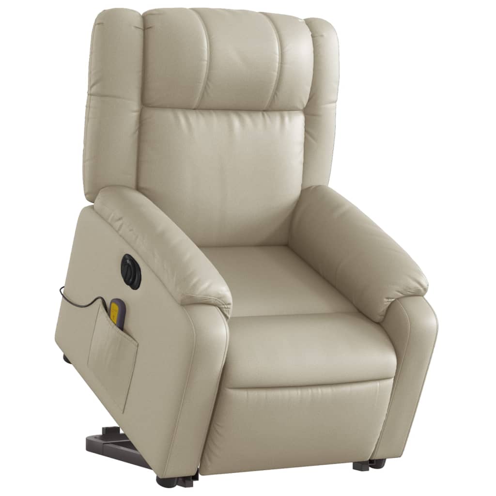 Fauteuil inclinable de massage électrique crème similicuir Fauteuils vidaXL   