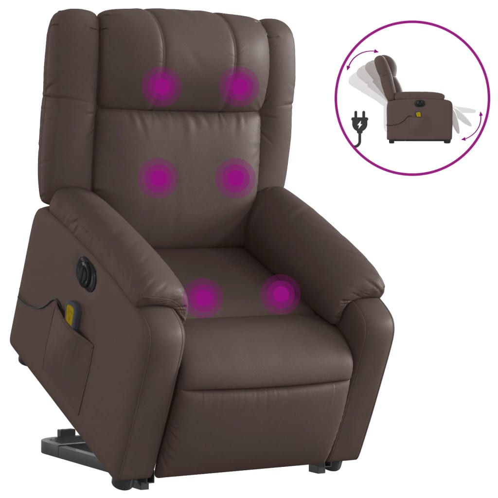 Fauteuil inclinable de massage électrique marron similicuir Fauteuils vidaXL   