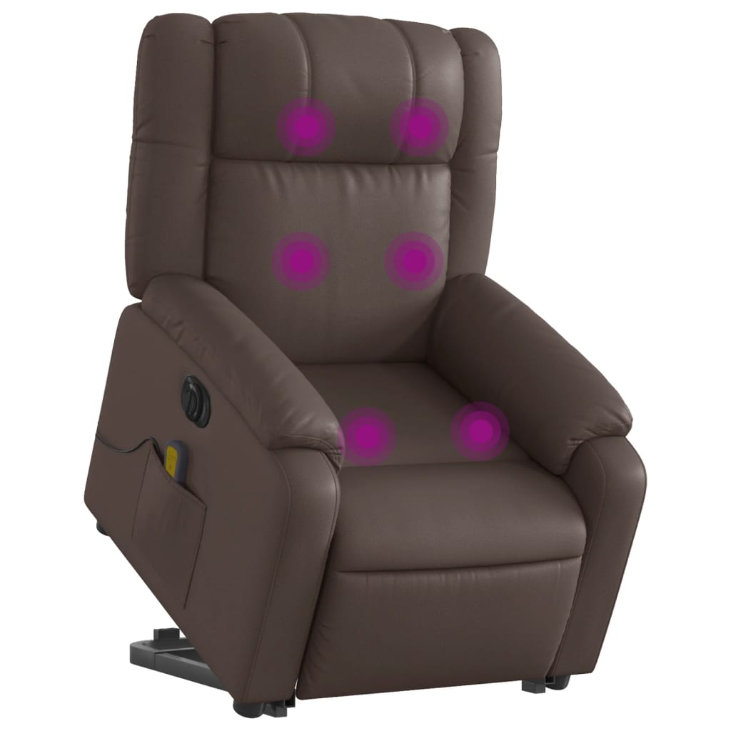 Fauteuil inclinable de massage électrique marron similicuir Fauteuils vidaXL   