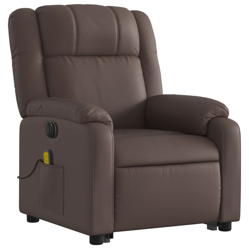 Fauteuil inclinable de massage électrique marron similicuir Fauteuils vidaXL   