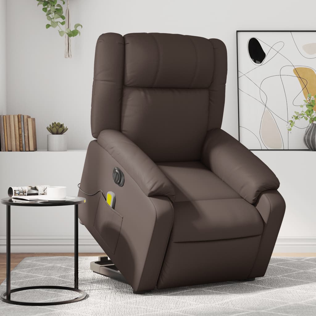 Fauteuil inclinable de massage électrique marron similicuir Fauteuils vidaXL   