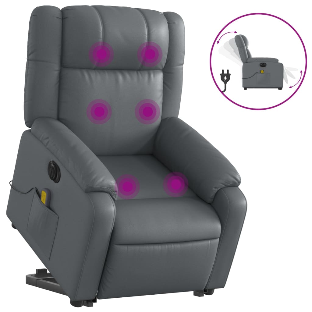 Fauteuil inclinable de massage électrique gris similicuir Fauteuils vidaXL   