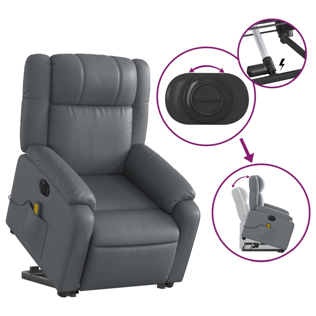 Fauteuil inclinable de massage électrique gris similicuir Fauteuils vidaXL   