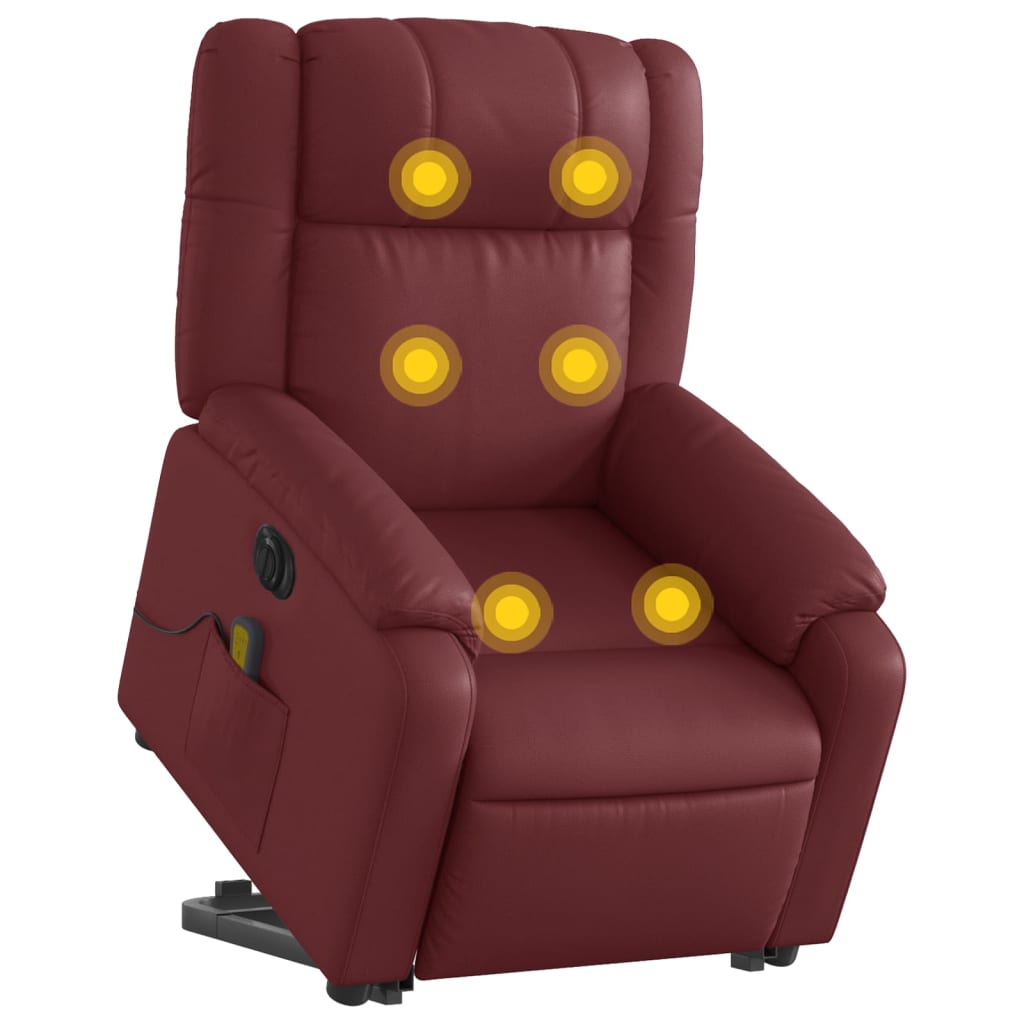 Fauteuil inclinable de massage électrique rouge bordeaux Fauteuils vidaXL   