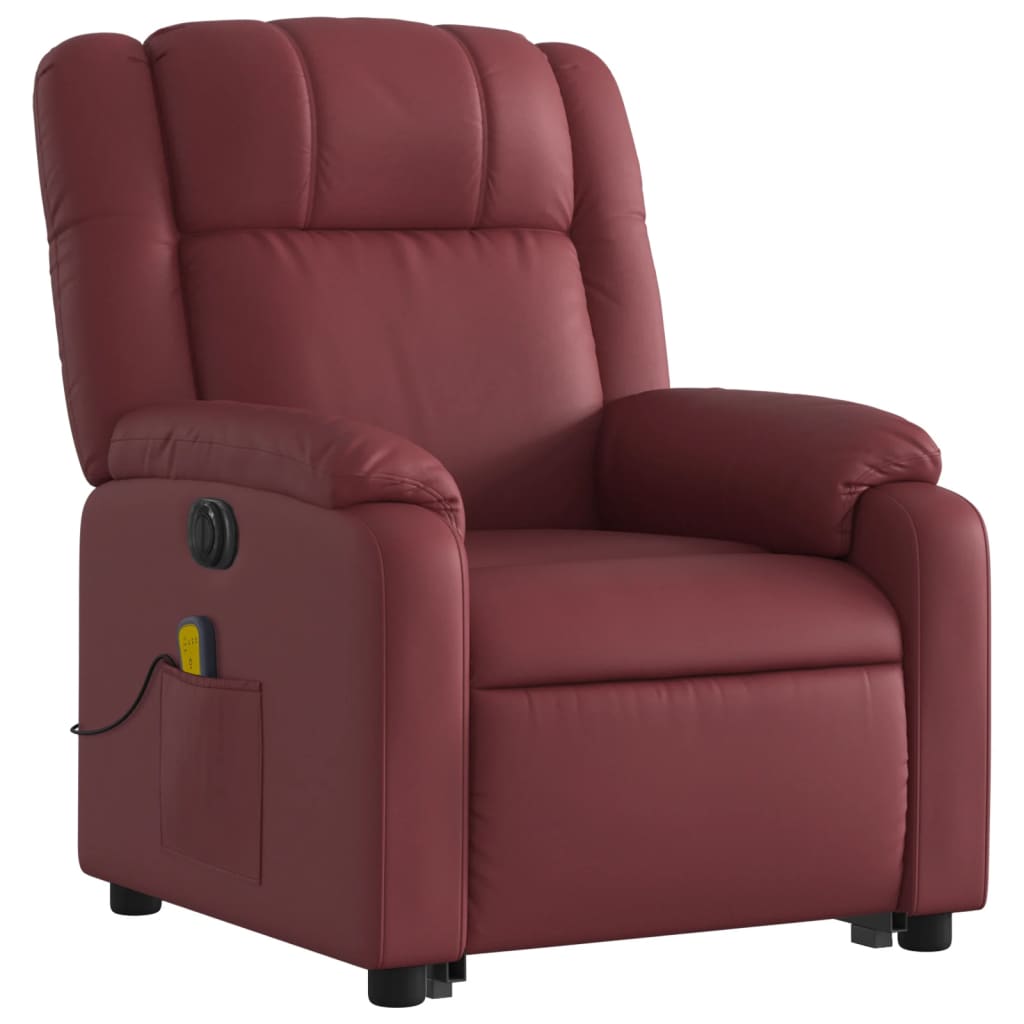 Fauteuil inclinable de massage électrique rouge bordeaux Fauteuils vidaXL   