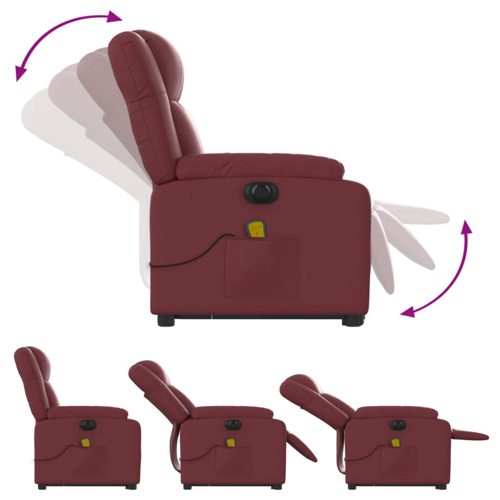 Fauteuil inclinable de massage électrique rouge bordeaux Fauteuils vidaXL   