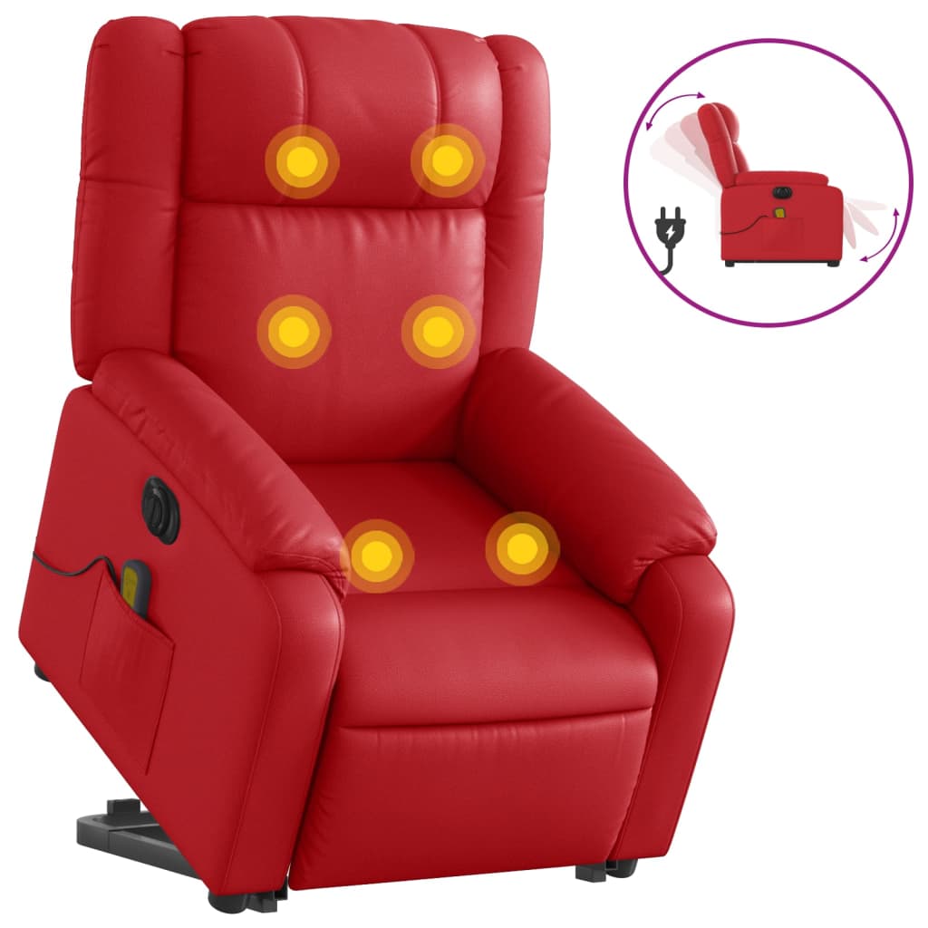 Fauteuil inclinable de massage électrique rouge similicuir - Xios Store SNC