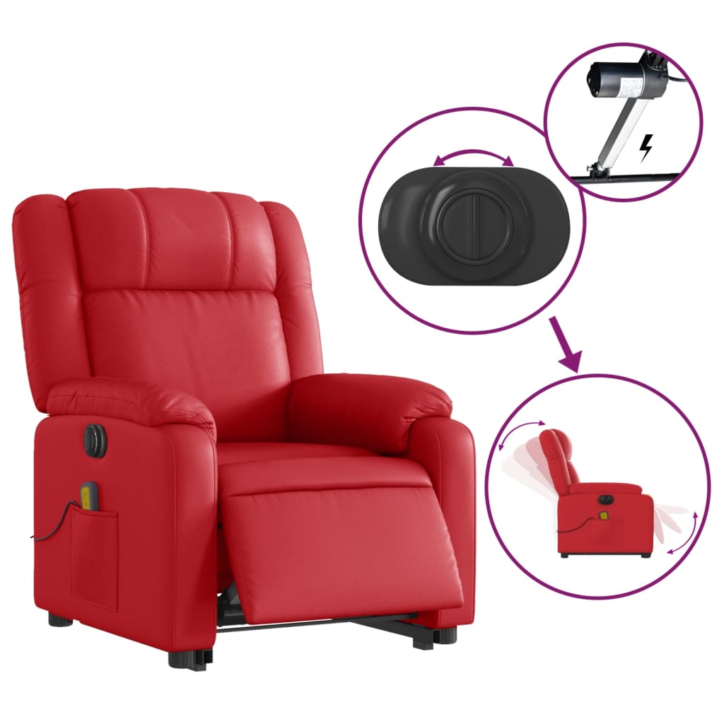 Fauteuil inclinable de massage électrique rouge similicuir - Xios Store SNC