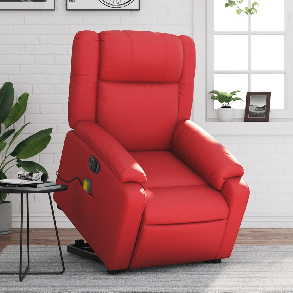 Fauteuil inclinable de massage électrique rouge similicuir - Xios Store SNC