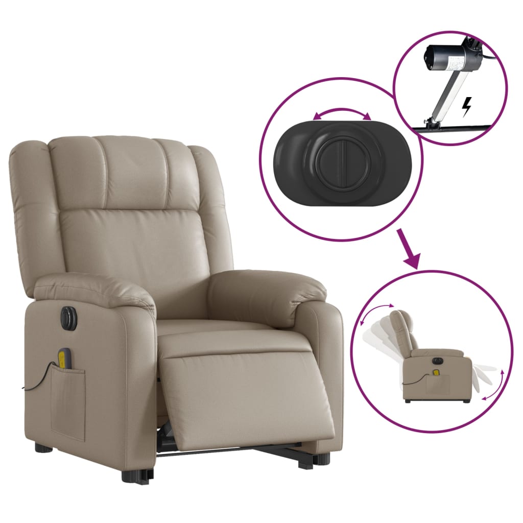 Fauteuil inclinable de massage électrique cappuccino similicuir Fauteuils vidaXL   