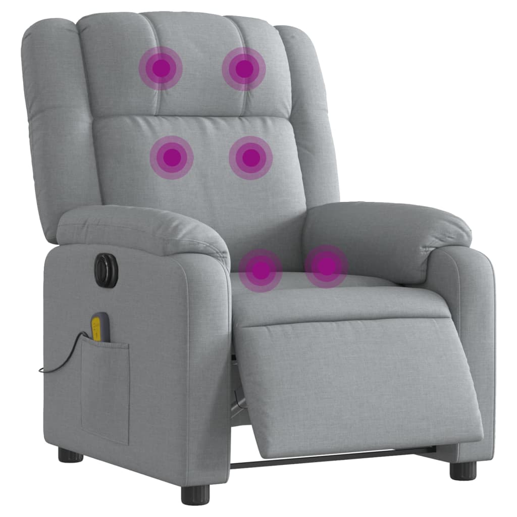 Fauteuil de massage inclinable électrique gris clair tissu Fauteuils vidaXL   