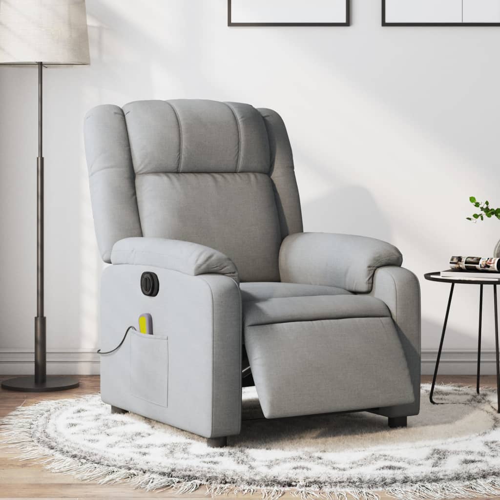 Fauteuil de massage inclinable électrique gris clair tissu Fauteuils vidaXL   