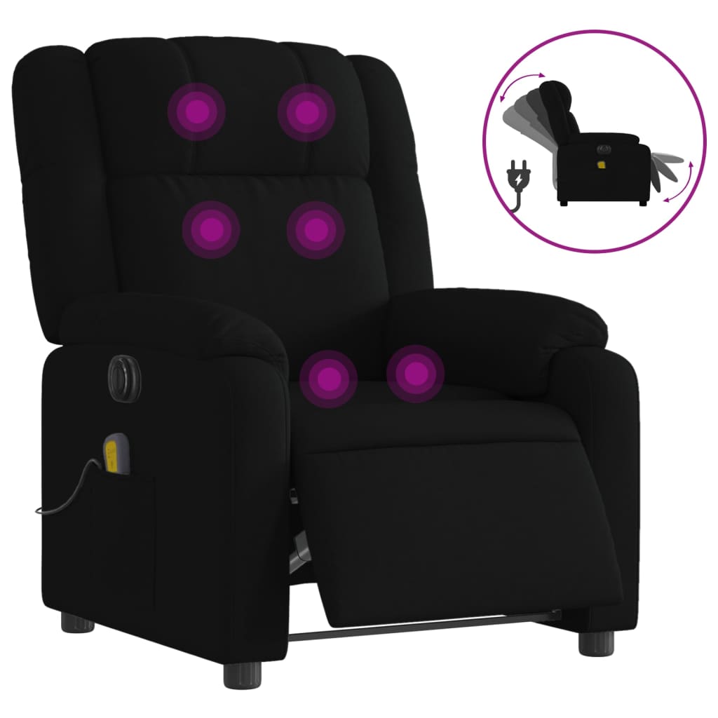 Fauteuil de massage inclinable électrique Noir Tissu Fauteuils vidaXL   