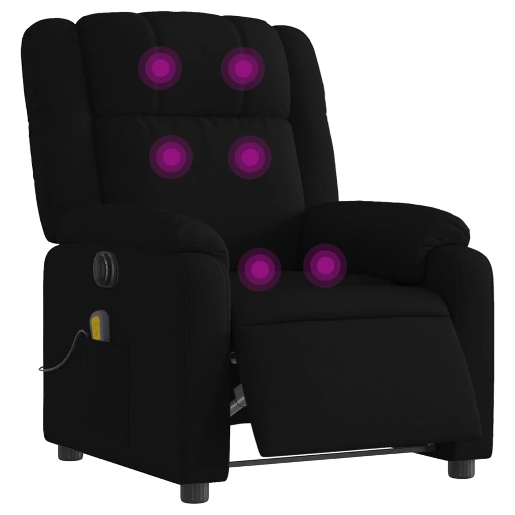 Fauteuil de massage inclinable électrique Noir Tissu Fauteuils vidaXL   