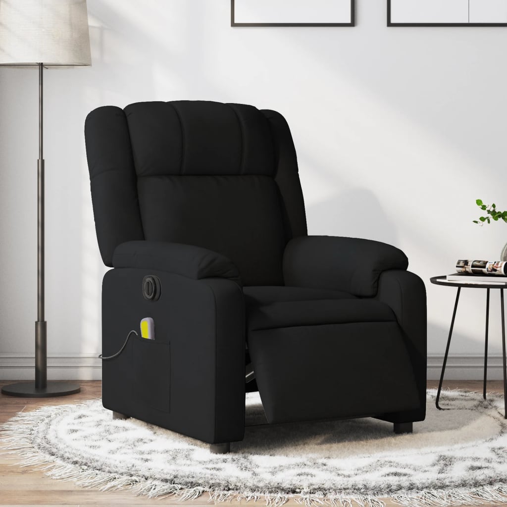 Fauteuil de massage inclinable électrique Noir Tissu Fauteuils vidaXL   