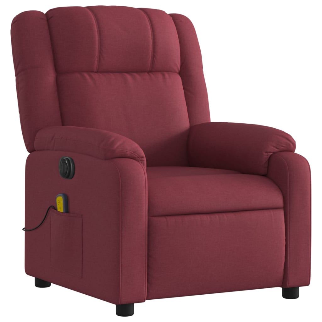 Fauteuil de massage inclinable électrique Rouge bordeaux Tissu Fauteuils vidaXL   