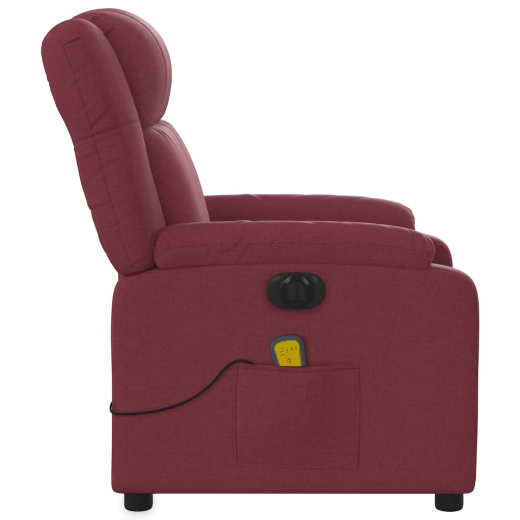 Fauteuil de massage inclinable électrique Rouge bordeaux Tissu Fauteuils vidaXL   