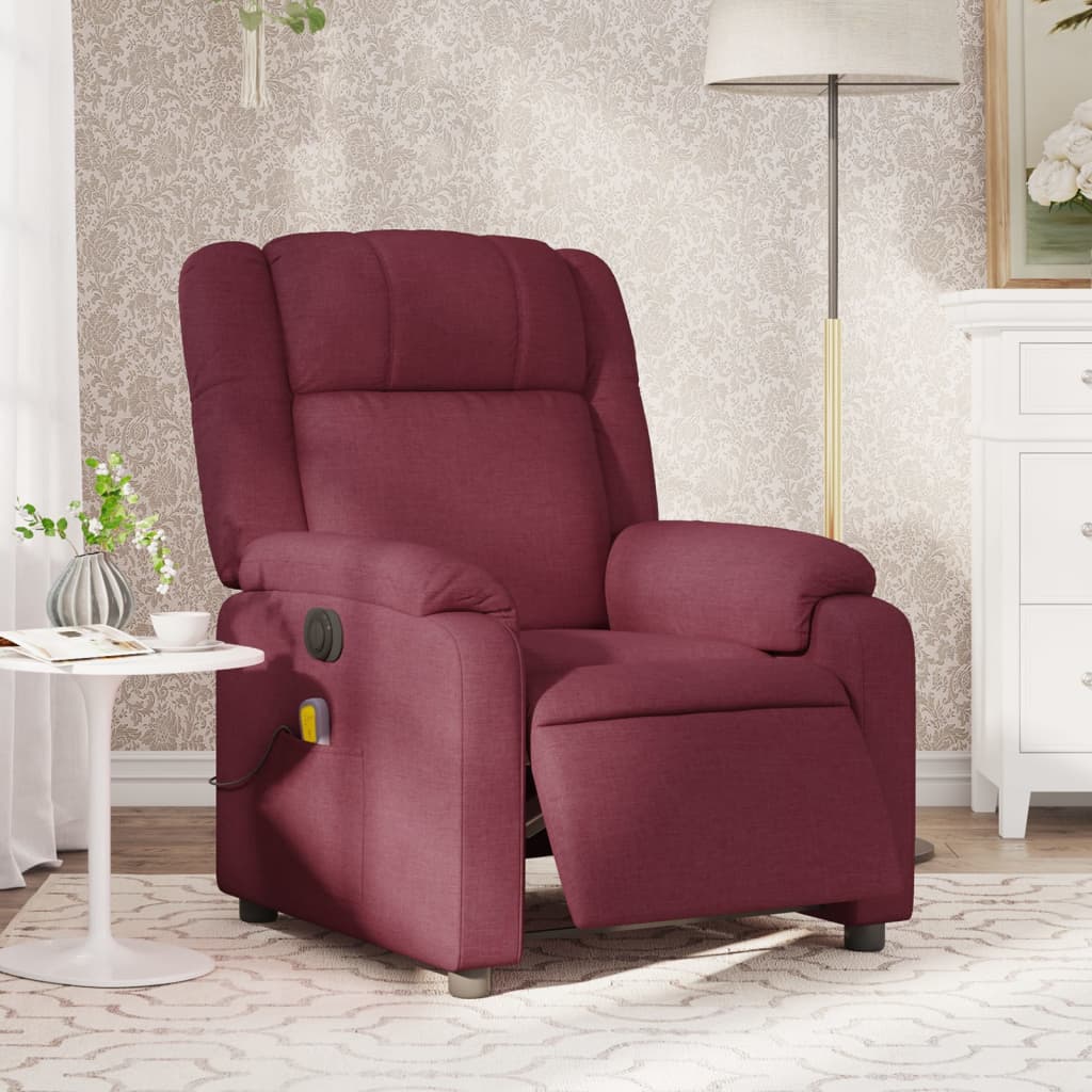 Fauteuil de massage inclinable électrique Rouge bordeaux Tissu Fauteuils vidaXL   