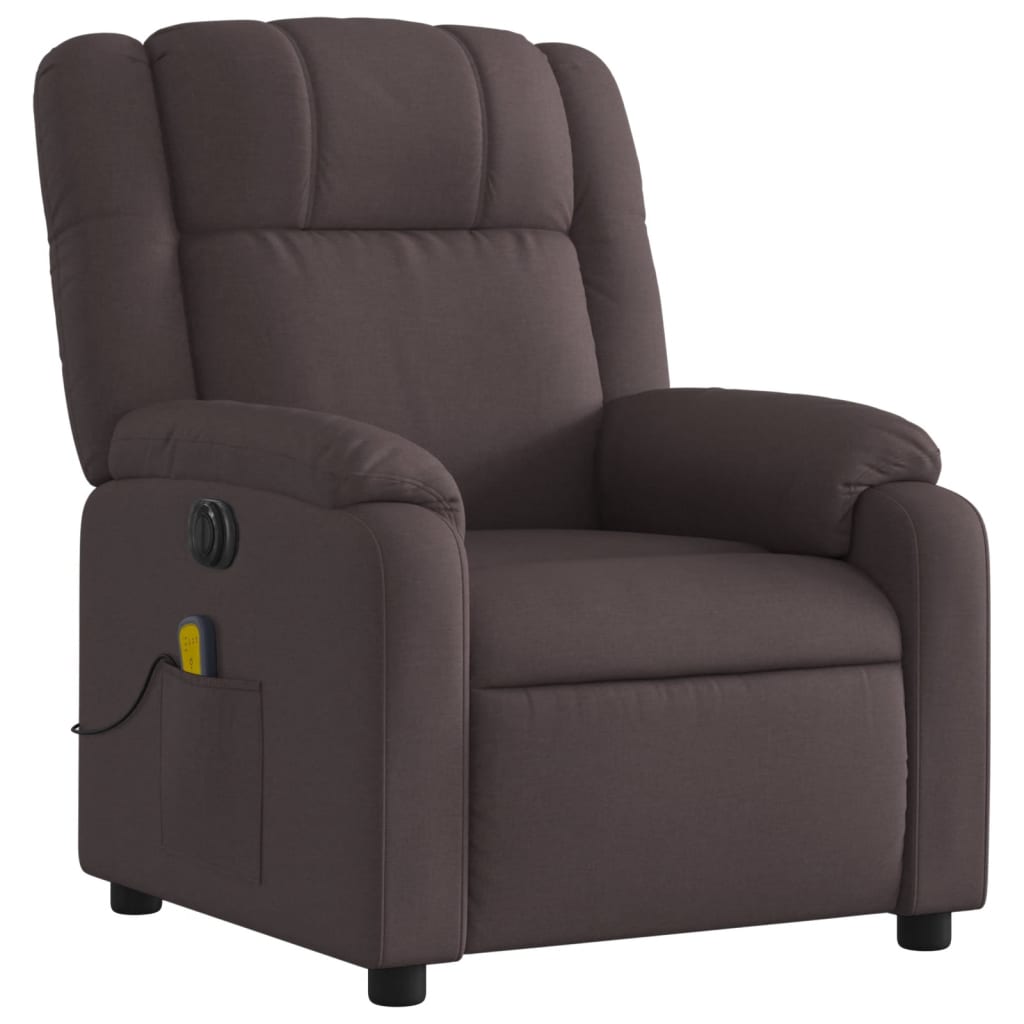 Fauteuil de massage inclinable électrique Marron foncé Tissu Fauteuils vidaXL   