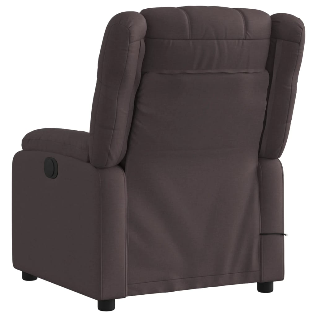 Fauteuil de massage inclinable électrique Marron foncé Tissu Fauteuils vidaXL   