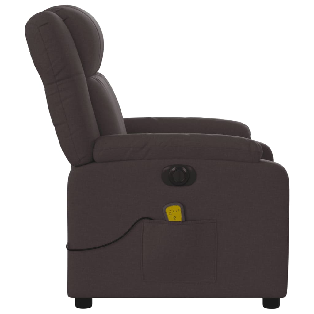 Fauteuil de massage inclinable électrique Marron foncé Tissu Fauteuils vidaXL   