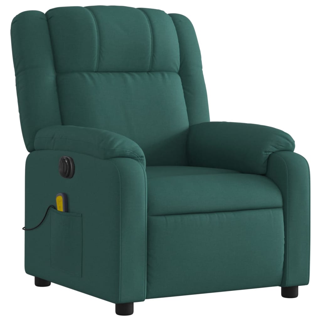 Fauteuil de massage inclinable électrique Vert foncé Tissu Fauteuils vidaXL   