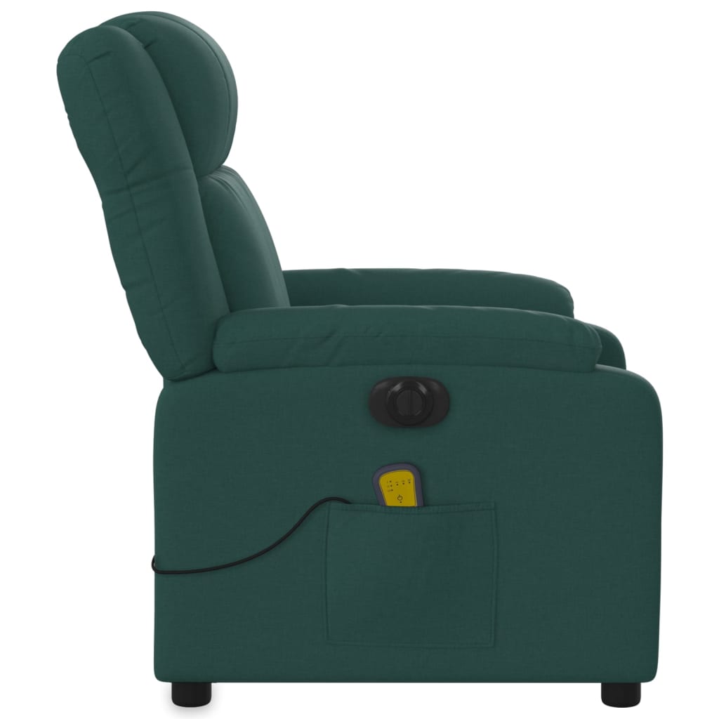 Fauteuil de massage inclinable électrique Vert foncé Tissu Fauteuils vidaXL   