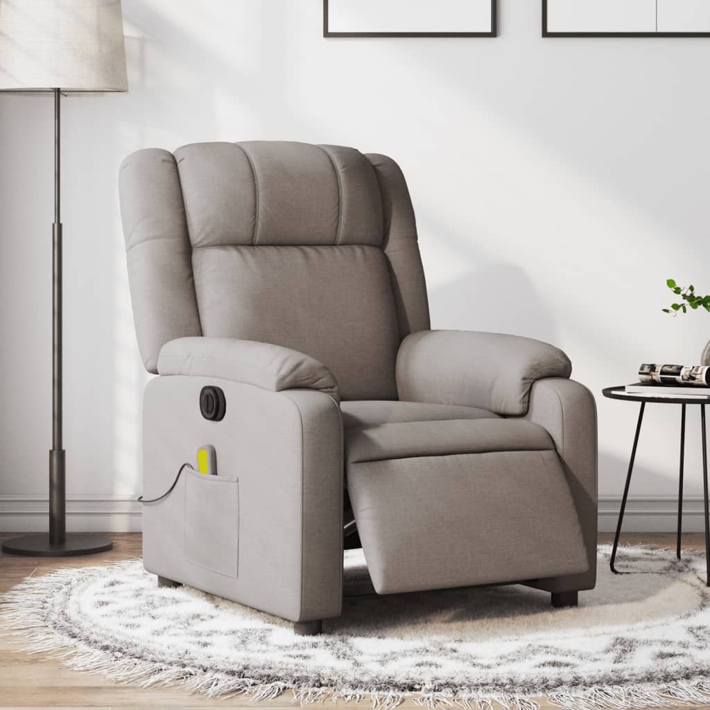 Fauteuil de massage inclinable électrique Taupe Tissu Fauteuils vidaXL   