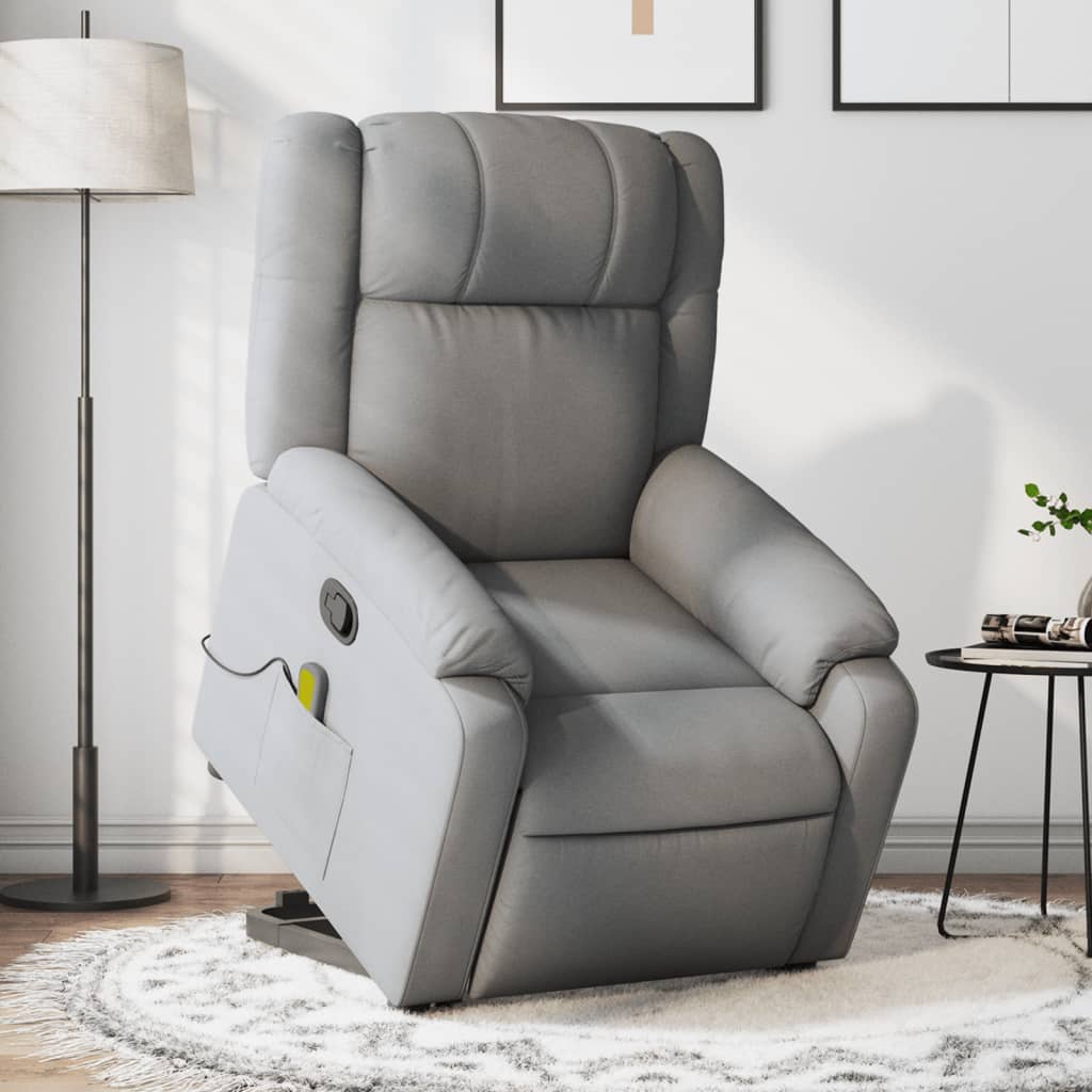 Fauteuil de massage inclinable Gris clair Tissu Fauteuils vidaXL   