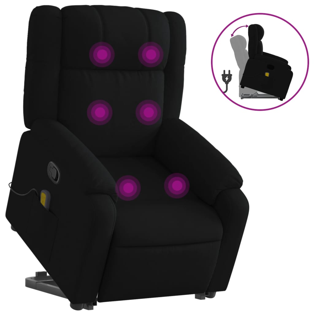 Fauteuil de massage inclinable Noir Tissu Fauteuils vidaXL   